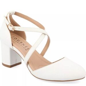 Journee Collection White Cross-Strap Heels